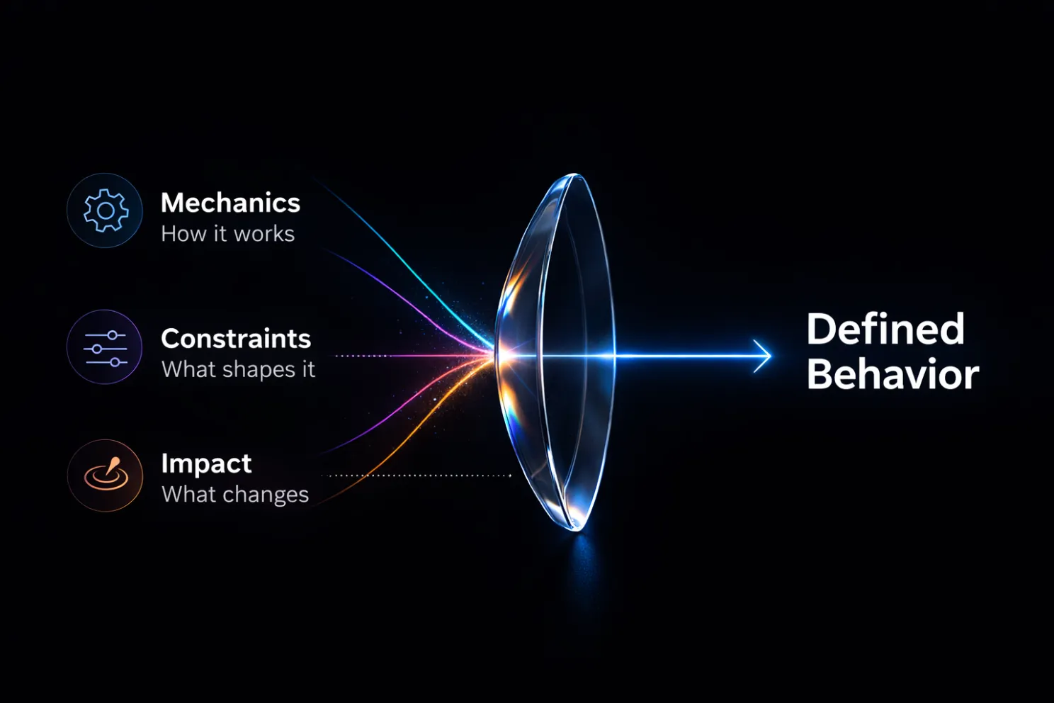Mechanics, Constraints, and Impact converging through a lens into Defined Behavior